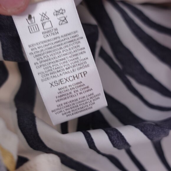 NWT MICHAEL Michael Kors Tankini Top Sz XS Black Zebra Print Tie Waist Halter - Picture 10 of 10